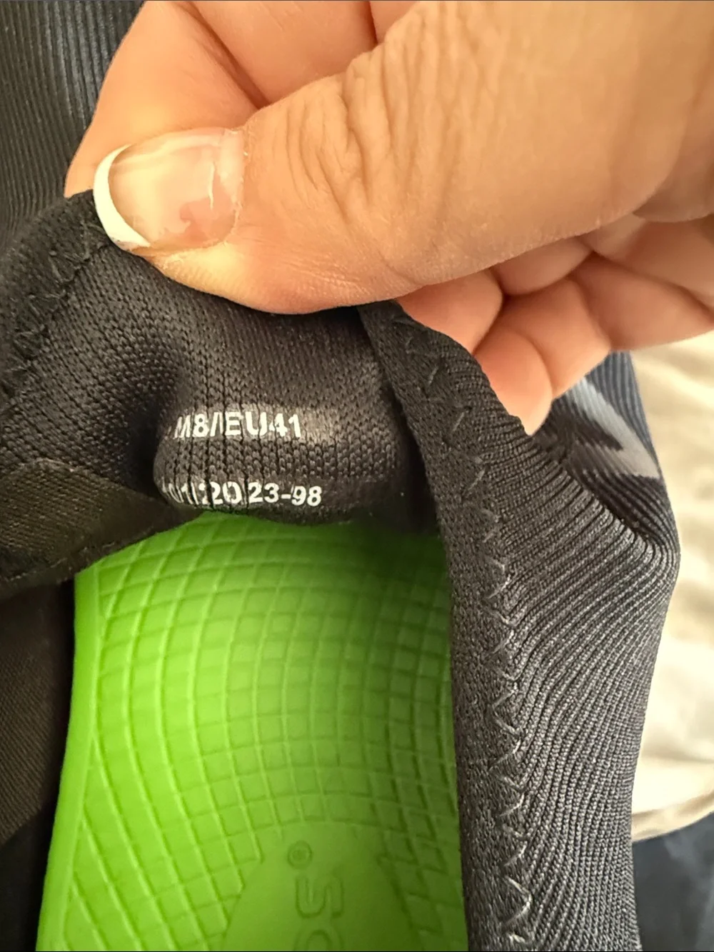 OOFOS Black Athletic Slip-On Shoes with Green Insole